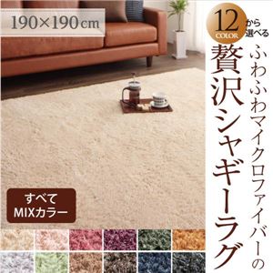 12色×4サイズから選べる すべてミックスカラー ふわふわマイクロファイバーの贅沢シャギーラグ 190×190cm モカブラウン