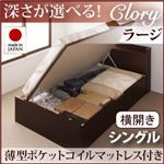収納ベッド ラージ シングル【横開き】【Clory】【薄型ポケットマットレス付】 ナチュラル 新開閉タイプ＆深さが選べるコンセント付きガス圧式跳ね上げ収納ベッド【Clory】クローリー