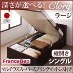 収納ベッド ラージ シングル【縦開き】【Clory】【マルチラススーパースプリングマットレス付】 ナチュラル 新開閉タイプ＆深さが選べるコンセント付きガス圧式跳ね上げ収納ベッド【Clory】クローリー
