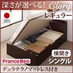収納ベッド レギュラー シングル【横開き】【Clory】【デュラテクノマットレス付】 ナチュラル 新開閉タイプ＆深さが選べるコンセント付きガス圧式跳ね上げ収納ベッド【Clory】クローリー