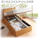 収納ベッド レギュラー セミシングル【縦開き】【Freeda】【ボンネルコイルマットレス付】 ホワイト 新開閉タイプが選べるガス圧式跳ね上げ大容量収納ベッド【Freeda】フリーダ