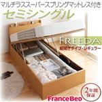 収納ベッド レギュラー セミシングル【縦開き】【Freeda】【マルチラススーパースプリングマットレス付】 ダークブラウン 新開閉タイプが選べるガス圧式跳ね上げ大容量収納ベッド【Freeda】フリーダ