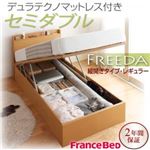 収納ベッド レギュラー セミダブル【縦開き】【Freeda】【デュラテクノマットレス付】 ナチュラル 新開閉タイプが選べるガス圧式跳ね上げ大容量収納ベッド【Freeda】フリーダ
