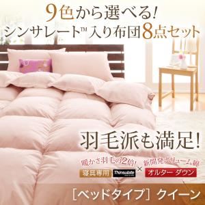 布団8点セット クイーン アイボリー 9色から選べる!シンサレート入り布団 8点セット ベッドタイプ