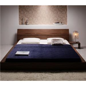 ローベッド キング 【ボンネルコイルマットレス:ハード付き】 ウォルナットブラウン モダンデザインローベッド 【The Queen&King Low Bed】
