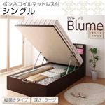収納ベッド ラージ シングル【縦開き】【Blume】【ボンネルコイルマットレス付】 ホワイト 開閉＆深さが選べるガス圧式跳ね上げ収納ベッド【Blume】 ブルーメ