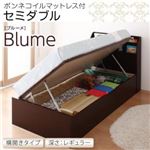 収納ベッド レギュラー セミダブル【横開き】【Blume】【ボンネルコイルマットレス付】 ホワイト 開閉＆深さが選べるガス圧式跳ね上げ収納ベッド【Blume】 ブルーメ