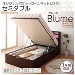 収納ベッド ラージ セミダブル【縦開き】【Blume】【オリジナルポケットコイルマットレス付】 ホワイト 開閉＆深さが選べるガス圧式跳ね上げ収納ベッド【Blume】 ブルーメ