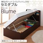 収納ベッド レギュラー セミダブル【横開き】【Blume】【薄型ポケットコイルマットレス付】 ホワイト 開閉＆深さが選べるガス圧式跳ね上げ収納ベッド【Blume】 ブルーメ