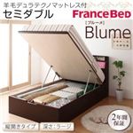 収納ベッド ラージ セミダブル【縦開き】【Blume】【羊毛デュラテクノマットレス付】 ホワイト 開閉＆深さが選べるガス圧式跳ね上げ収納ベッド【Blume】 ブルーメ