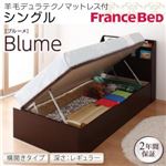 収納ベッド レギュラー シングル【横開き】【Blume】【羊毛デュラテクノマットレス付】 ホワイト 開閉＆深さが選べるガス圧式跳ね上げ収納ベッド【Blume】 ブルーメ