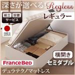 【組立設置費込】 収納ベッド レギュラー セミダブル【横開き】【Regless】【デュラテクノマットレス付】 ナチュラル 新 開閉タイプ＆深さが選べるガス圧式跳ね上げ収納ベッド【Regless】リグレス