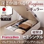 【組立設置費込】 収納ベッド レギュラー セミシングル【縦開き】【Regless】【マルチラススーパースプリングマットレス付】 ホワイト 新 開閉タイプ＆深さが選べるガス圧式跳ね上げ収納ベッド【Regless】リグレス