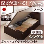 【組立設置費込】 収納ベッド ラージ シングル【横開き】【Clory】【オリジナルポケットコイルマットレス付】 ナチュラル 新 開閉タイプ＆深さが選べるコンセント付きガス圧式跳ね上げ収納ベッド【Clory】クローリー