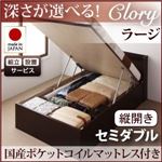 【組立設置費込】収納ベッド ラージ セミダブル【縦開き】【国産ポケットコイルマットレス付】【Clory】ナチュラル 開閉タイプ＆深さが選べるコンセント付きガス圧式跳ね上げ収納ベッド【Clory】クローリー
