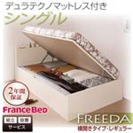 【組立設置費込】 収納ベッド レギュラー シングル【横開き】【Freeda】【デュラテクノマットレス付】 ナチュラル 新 開閉タイプが選べるガス圧式跳ね上げ大容量収納ベッド【Freeda】フリーダ