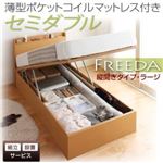 【組立設置費込】 収納ベッド ラージ セミダブル【縦開き】【Freeda】【薄型ポケットコイルマットレス付】 ナチュラル 新 開閉タイプが選べるガス圧式跳ね上げ大容量収納ベッド【Freeda】フリーダ