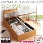 【組立設置費込】 収納ベッド ラージ シングル【縦開き】【Freeda】【マルチラススーパースプリングマットレス付】 ホワイト 新 開閉タイプが選べるガス圧式跳ね上げ大容量収納ベッド【Freeda】フリーダ