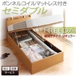 【組立設置費込】 収納ベッド レギュラー セミダブル【縦開き】【Freeda】【ボンネルコイルマットレス付】 ナチュラル 新 開閉タイプが選べるガス圧式跳ね上げ大容量収納ベッド【Freeda】フリーダ