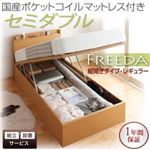 【組立設置費込】 収納ベッド レギュラー セミダブル【縦開き】【Freeda】【国産ポケットコイルマットレス付】 ナチュラル 新 開閉タイプが選べるガス圧式跳ね上げ大容量収納ベッド【Freeda】フリーダ
