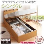 【組立設置費込】 収納ベッド レギュラー シングル【縦開き】【Freeda】【デュラテクノマットレス付】 ダークブラウン 新 開閉タイプが選べるガス圧式跳ね上げ大容量収納ベッド【Freeda】フリーダ
