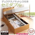 【組立設置費込】 収納ベッド レギュラー セミダブル【縦開き】【Freeda】【デュラテクノマットレス付】 ナチュラル 新 開閉タイプが選べるガス圧式跳ね上げ大容量収納ベッド【Freeda】フリーダ