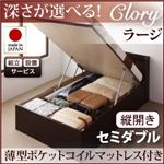 【組立設置費込】収納ベッド ラージ セミダブル【縦開き】【Clory】【薄型ポケットマットレス付】 ダークブラウン 開閉タイプ＆深さが選べるコンセント付きガス圧式跳ね上げ収納ベッド【Clory】クローリー