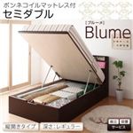 【組立設置費込】 収納ベッド レギュラー セミダブル【縦開き】【Blume】【ボンネルコイルマットレス付】 ホワイト 開閉＆深さが選べるガス圧式跳ね上げ収納ベッド【Blume】ブルーメ