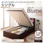 【組立設置費込】 収納ベッド ラージ シングル【縦開き】【Blume】【オリジナルポケットコイルマットレス付】 ダークブラウン 開閉＆深さが選べるガス圧式跳ね上げ収納ベッド【Blume】ブルーメ