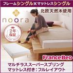 ベッド シングル【Noora】【マルチラススーパースプリングマットレス付き：シングル：フルレイアウト】 ナチュラル 北欧デザインベッド【Noora】ノーラ