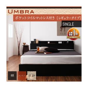 収納ベッド シングル【Umbra】【ポケットコイルマットレス:レギュラー付き】 フレームカラー：ブラック マットレスカラー：ブラック 棚・コンセント付き収納ベッド【Umbra】アンブラ