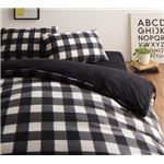 【単品】掛け布団カバー キング 柄：チェック カラー：ブラック 32色柄から選べるスーパーマイクロフリースカバーシリーズ 掛布団カバー