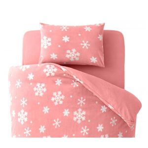 【単品】ピローケース 柄：雪 カラー：ピンク 32色柄から選べるスーパーマイクロフリースカバーシリーズ ピローケース