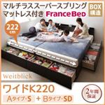収納ベッド ワイドK220【Weitblick】【マルチラススーパースプリングマットレス付き】 ホワイト Aタイプ：S＋Bタイプ：SD 連結ファミリー収納ベッド 【Weitblick】ヴァイトブリック