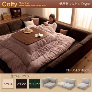 ソファーセット Dtype ロータイプ【COLTY】低反発ウレタン仕様 モスグリーン カバーリングフロアコーナーソファ【COLTY】コルティ