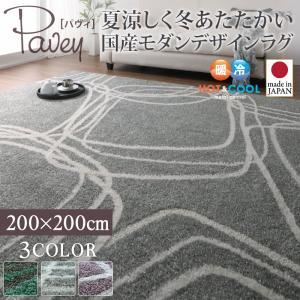 ラグマット 200×200cm【pavey】グリーンブルー 夏涼しく冬あたたかい 国産モダンデザインラグ【pavey】パヴィ