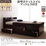 【組立設置費込】 チェストベッド セミダブル【Spass】【薄型ポケットコイルマットレス付き】 ダークブラウン コンセント付きチェストベッド【Spass】シュパース