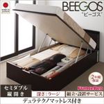 【組立設置費込】 収納ベッド ラージ セミダブル【縦開き】【Beegos】【デュラテクノスプリングマットレス付】 ナチュラル 収納ヘッドボード付きガス圧式跳ね上げ収納ベッド【Beegos】ビーゴス
