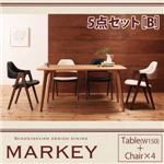 ダイニングセット 5点セットB【MARKEY】ブラック×ホワイト 北欧デザインダイニング【MARKEY】マーキー
