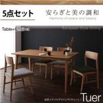 ダイニングセット 5点セット(テーブル+チェア×4)【Tuer】【チェア2脚】グレー×【チェア2脚】グリーン 天然木北欧スタイルダイニング 【Tuer】テューレ