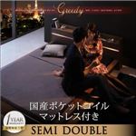 ローベッド セミダブル【Greedy】【国産ポケットコイルマットレス付き】 ブラック モダンライト・コンセント付きローベッド 【Greedy】グリーディ