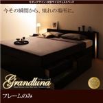 チェストベッド クイーン【Grandluna】【フレームのみ】ダークブラウン モダンデザイン・大型サイズチェストベッド【Grandluna】グランルーナ