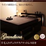 チェストベッド クイーン【Grandluna】【羊毛入りデュラテクノマットレス付き】ダークブラウン モダンデザイン・大型サイズチェストベッド【Grandluna】グランルーナ