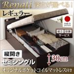 【組立設置費込】収納ベッド セミシングル・レギュラー【縦開き】【Renati】【オリジナルポケットコイルマットレス付】ナチュラル 国産跳ね上げ収納ベッド【Renati】レナーチ