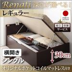 【組立設置費込】収納ベッド シングル・レギュラー【横開き】【Renati】【オリジナルポケットコイルマットレス付】ホワイト 国産跳ね上げ収納ベッド【Renati】レナーチ
