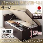 【組立設置費込】収納ベッド シングル・ラージ【横開き】【Renati】【国産薄型ポケットコイルマットレス付】ダークブラウン 国産跳ね上げ収納ベッド【Renati】レナーチ