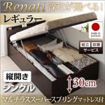 【組立設置費込】収納ベッド シングル・レギュラー【縦開き】【Renati】【マルチラススーパースプリングマットレス付】ナチュラル 国産跳ね上げ収納ベッド【Renati】レナーチ