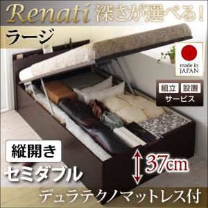 【組立設置費込】収納ベッド セミダブル・ラージ【縦開き】【Renati】【デュラテクノマットレス付】ナチュラル 国産跳ね上げ収納ベッド【Renati】レナーチ