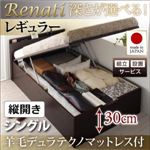 【組立設置費込】収納ベッド シングル・レギュラー【縦開き】【Renati】【羊毛デュラテクノマットレス付】ダークブラウン 国産跳ね上げ収納ベッド【Renati】レナーチ