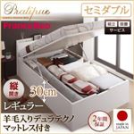 【組立設置費込】収納ベッド セミダブル・レギュラー【縦開き】【Pratipue】【羊毛デュラテクノマットレス付】ナチュラル 国産跳ね上げ収納ベッド【Pratipue】プラティーク